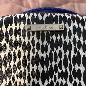 Stella & Dot Black and White Patterned Cosmetic Bag